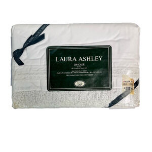 Laura Ashley 200 Cale Single White Twin Flat Sheet "Bridal Lace" Cottage Core